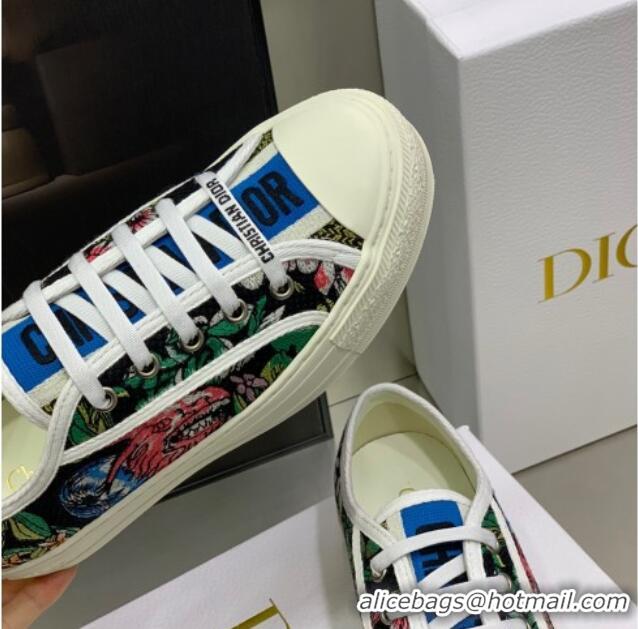 Stylish Dior Walk'n'Dior Sneakers in Black Multicolor D-Constellation Embroidered Cotton 062143