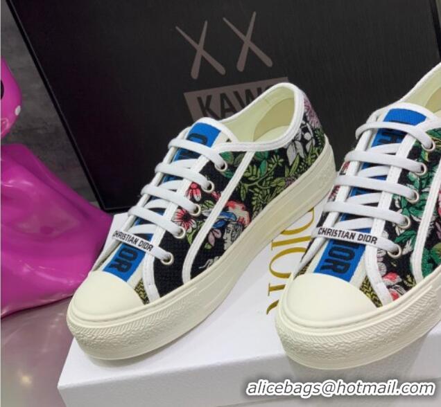 Stylish Dior Walk'n'Dior Sneakers in Black Multicolor D-Constellation Embroidered Cotton 062143