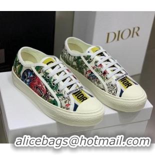 Good Quality Dior Walk'n'Dior Sneakers in White Multicolor D-Constellation Embroidered Cotton 2062144