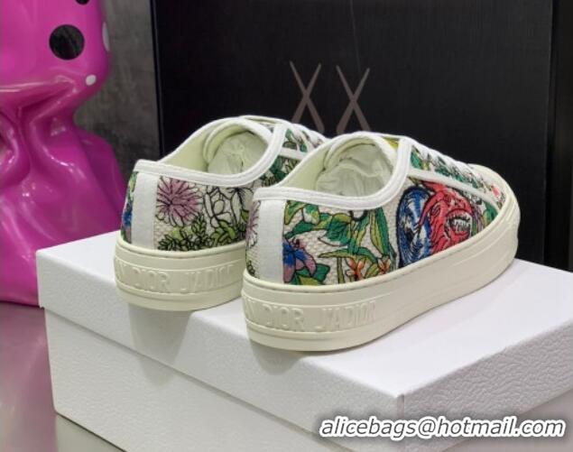 Good Quality Dior Walk'n'Dior Sneakers in White Multicolor D-Constellation Embroidered Cotton 2062144