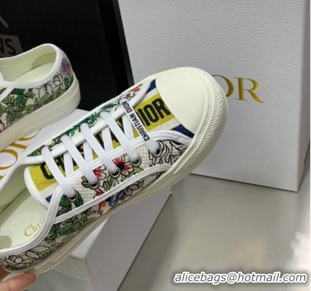 Good Quality Dior Walk'n'Dior Sneakers in White Multicolor D-Constellation Embroidered Cotton 2062144