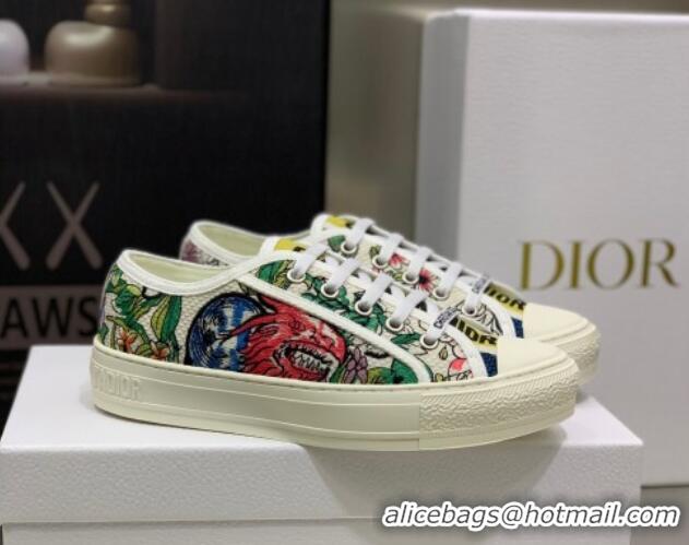 Good Quality Dior Walk'n'Dior Sneakers in White Multicolor D-Constellation Embroidered Cotton 2062144