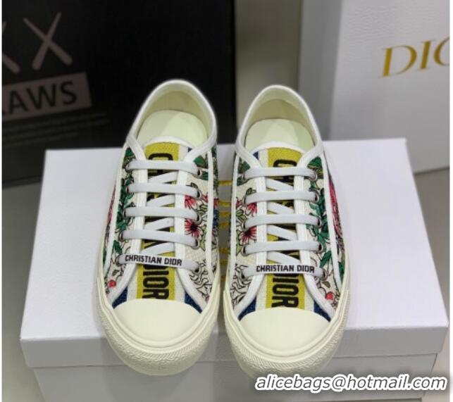 Good Quality Dior Walk'n'Dior Sneakers in White Multicolor D-Constellation Embroidered Cotton 2062144