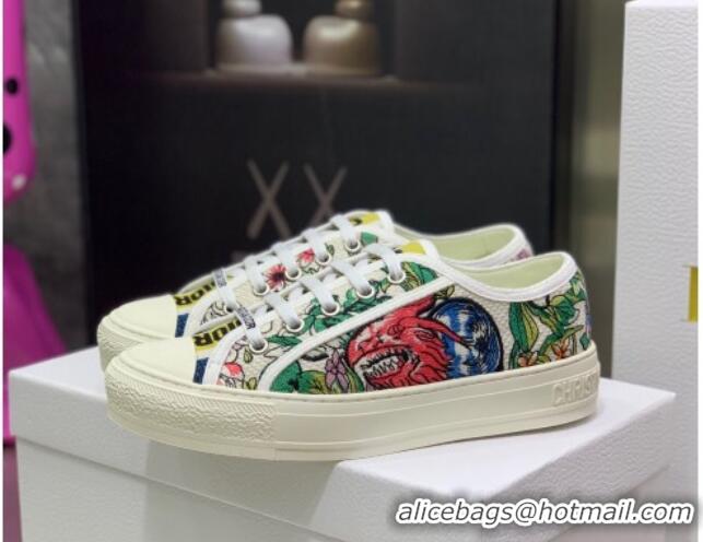 Good Quality Dior Walk'n'Dior Sneakers in White Multicolor D-Constellation Embroidered Cotton 2062144