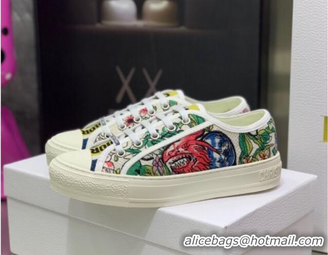 Good Quality Dior Walk'n'Dior Sneakers in White Multicolor D-Constellation Embroidered Cotton 2062144