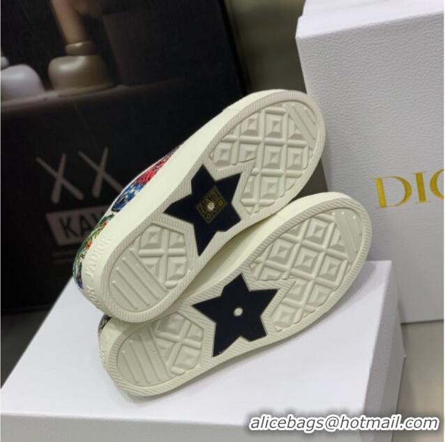 Good Quality Dior Walk'n'Dior Sneakers in White Multicolor D-Constellation Embroidered Cotton 2062144