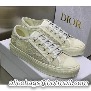 Classic Hot Dior Walk'n'Dior Sneakers in White Macrame Embroidered Cotton 2062145