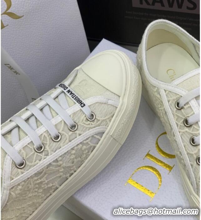 Classic Hot Dior Walk'n'Dior Sneakers in White Macrame Embroidered Cotton 2062145