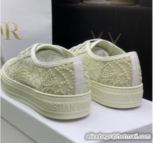 Classic Hot Dior Walk'n'Dior Sneakers in White Macrame Embroidered Cotton 2062145