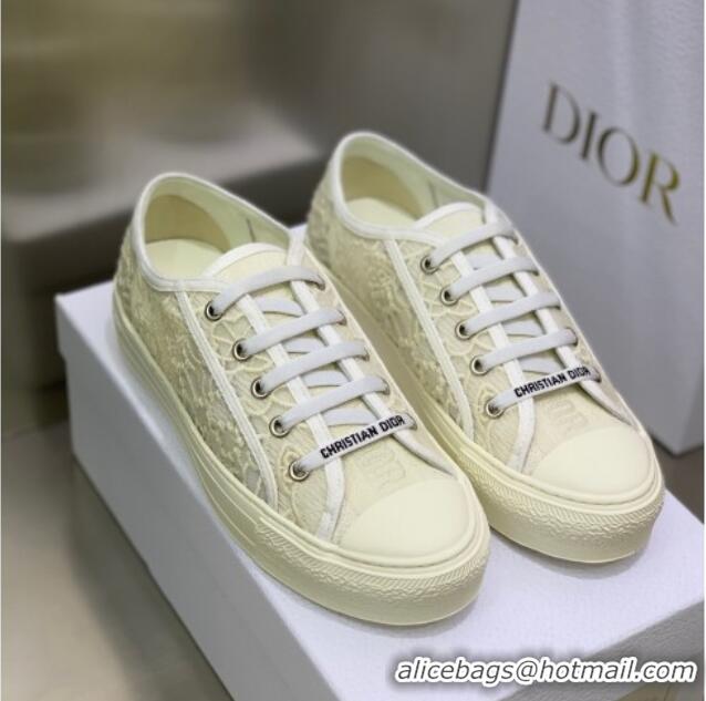 Classic Hot Dior Walk'n'Dior Sneakers in White Macrame Embroidered Cotton 2062145