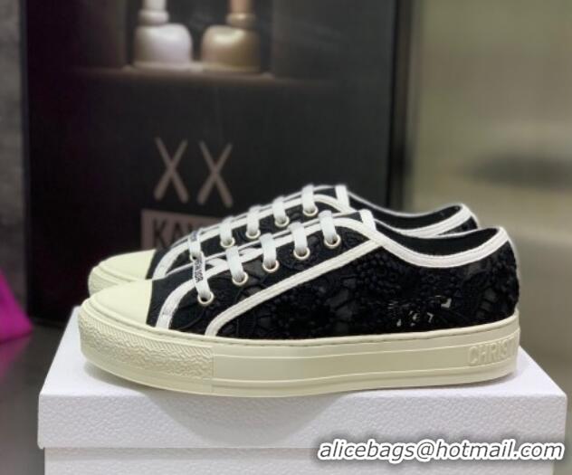 Grade Quality Dior Walk'n'Dior Sneakers in Black Macrame Embroidered Cotton 2062146