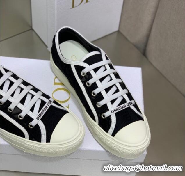 Grade Quality Dior Walk'n'Dior Sneakers in Black Macrame Embroidered Cotton 2062146