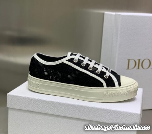 Grade Quality Dior Walk'n'Dior Sneakers in Black Macrame Embroidered Cotton 2062146