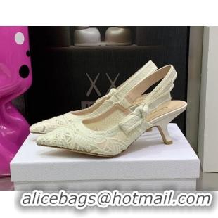 Good Looking Dior J'Adior Slingback Pumps 6.5cm in White Macrame Embroidered Cotton 2062151