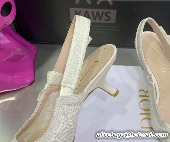 Good Looking Dior J'Adior Slingback Pumps 6.5cm in White Macrame Embroidered Cotton 2062151