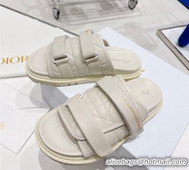 Classic Hot Dior Dio(r)evolution Flat Slide Sandals in Black Quilted Cannage Calfskin White 062158