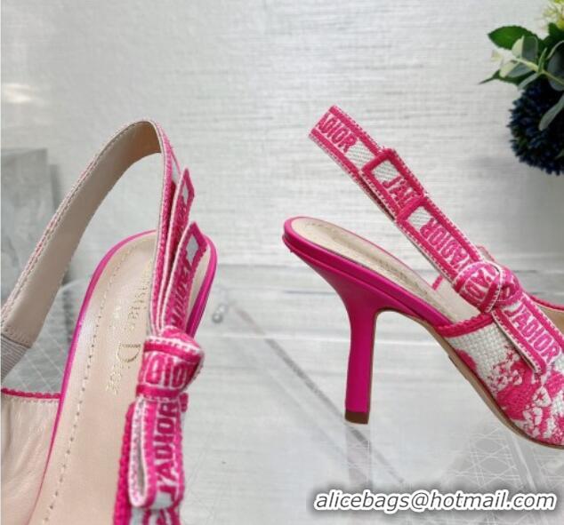 Good Product Dior J'Adior Slingback Pumps 9.5cm in Bright Pink Toile de Jouy Embroidered Cotton 070206