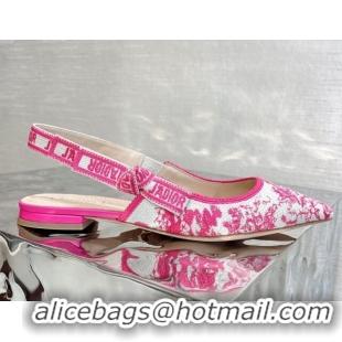 Purchase Dior J'Adior Slingback Ballerinas Flat in Bright Pink Toile de Jouy Embroidered Cotton 070208