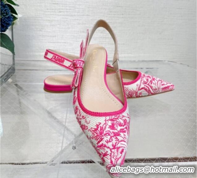 Purchase Dior J'Adior Slingback Ballerinas Flat in Bright Pink Toile de Jouy Embroidered Cotton 070208