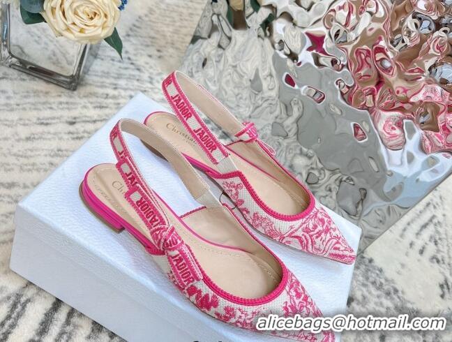 Purchase Dior J'Adior Slingback Ballerinas Flat in Bright Pink Toile de Jouy Embroidered Cotton 070208