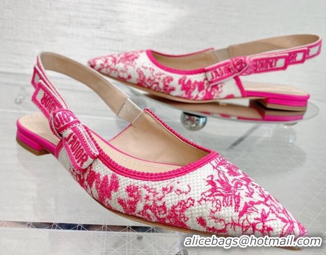 Purchase Dior J'Adior Slingback Ballerinas Flat in Bright Pink Toile de Jouy Embroidered Cotton 070208