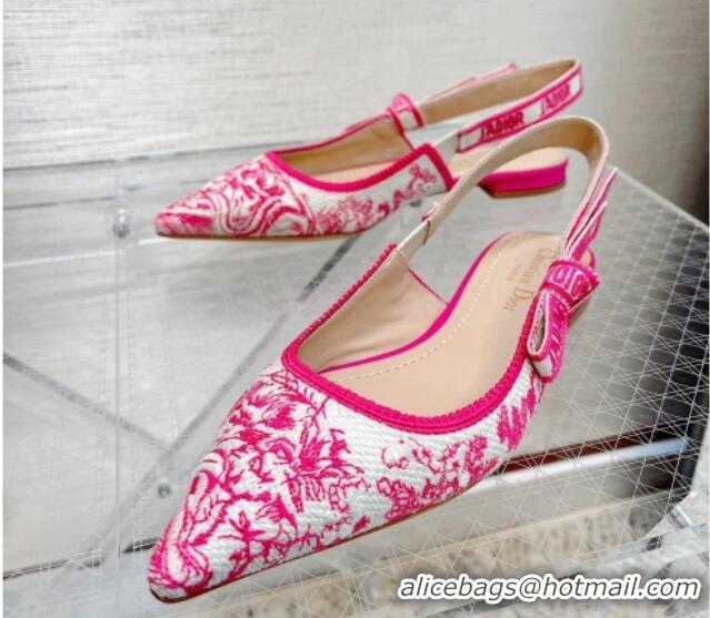 Purchase Dior J'Adior Slingback Ballerinas Flat in Bright Pink Toile de Jouy Embroidered Cotton 070208