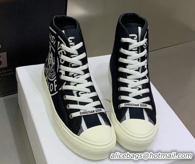 Perfect Dior Walk'n'Dior Canvas High-top Sneakers with Union Print Black 070468