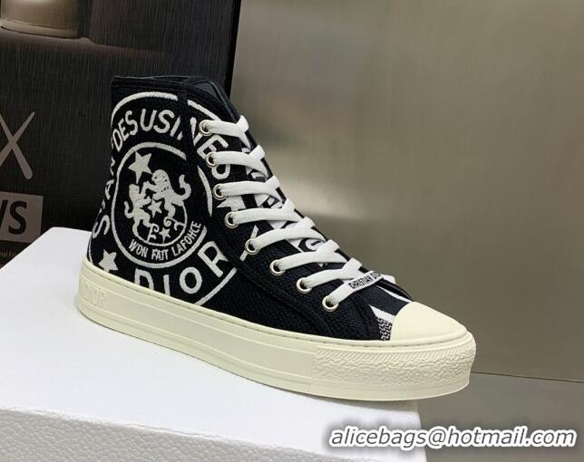 Perfect Dior Walk'n'Dior Canvas High-top Sneakers with Union Print Black 070468