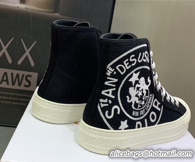 Perfect Dior Walk'n'Dior Canvas High-top Sneakers with Union Print Black 070468