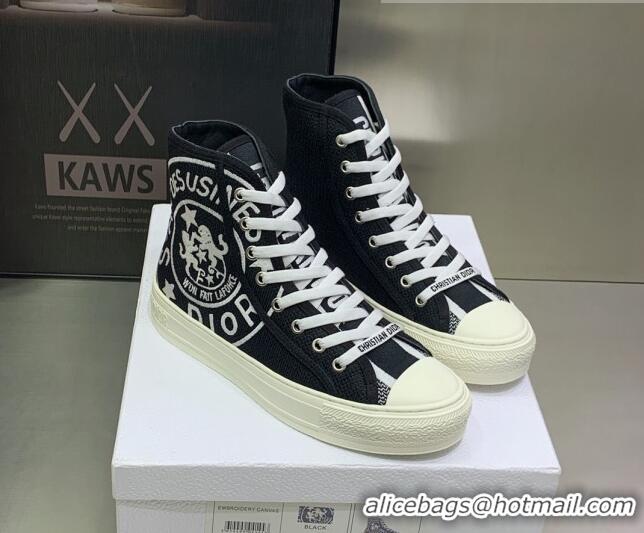 Perfect Dior Walk'n'Dior Canvas High-top Sneakers with Union Print Black 070468