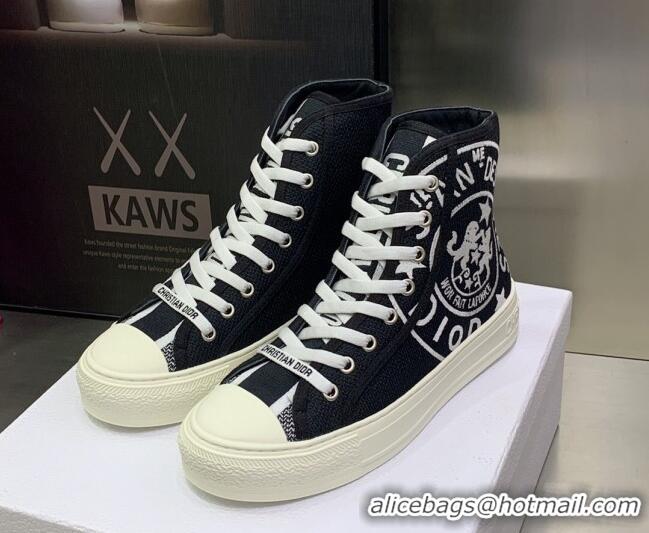 Perfect Dior Walk'n'Dior Canvas High-top Sneakers with Union Print Black 070468