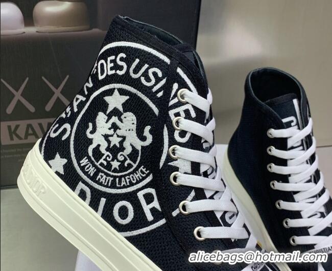 Perfect Dior Walk'n'Dior Canvas High-top Sneakers with Union Print Black 070468