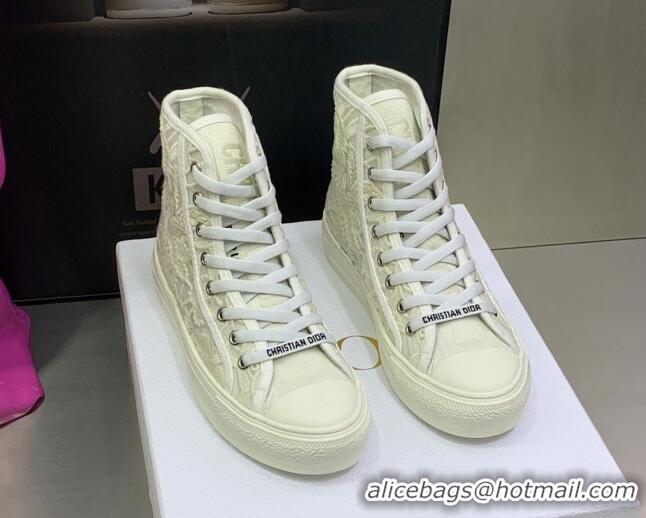 Fashion Dior Walk'n'Dior High-top Sneakers in White Embroidery with Macrame Effect 070469