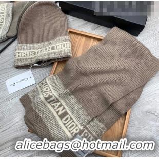 Trendy Design Dior Knit Hat and Scarf Set 092370 Khaki 2022