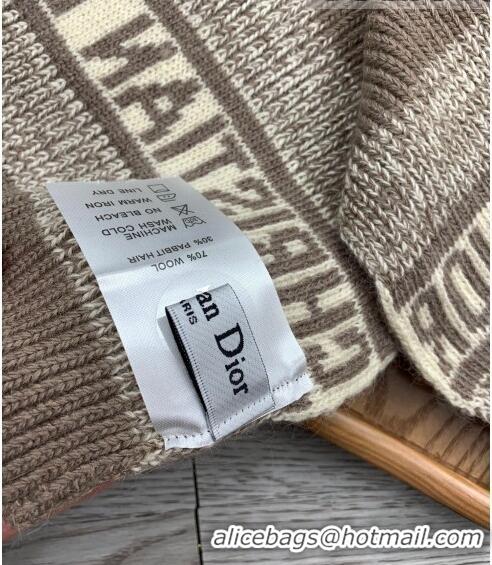 Trendy Design Dior Knit Hat and Scarf Set 092370 Khaki 2022