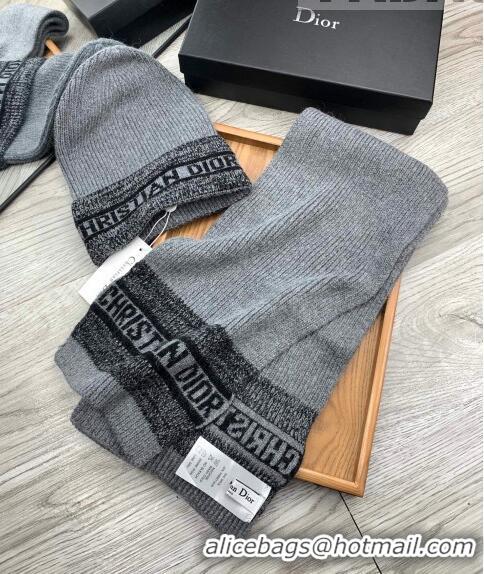 Buy Inexpensive Dior Knit Hat and Scarf Set 092370 Grey 2022