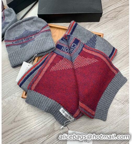 Best Price Dior Star Wool Knit Hat and Scarf Set 092376 Grey 2022