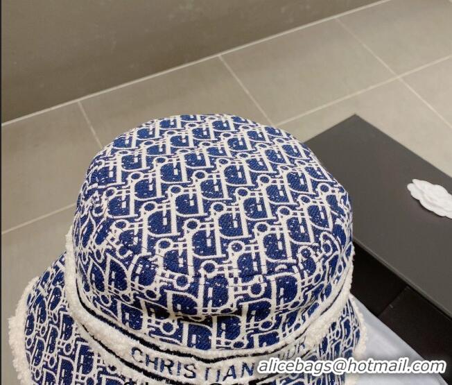 Famous Brand Dior Oblique and Shearling Bucket Hat 092417 Blue 2022