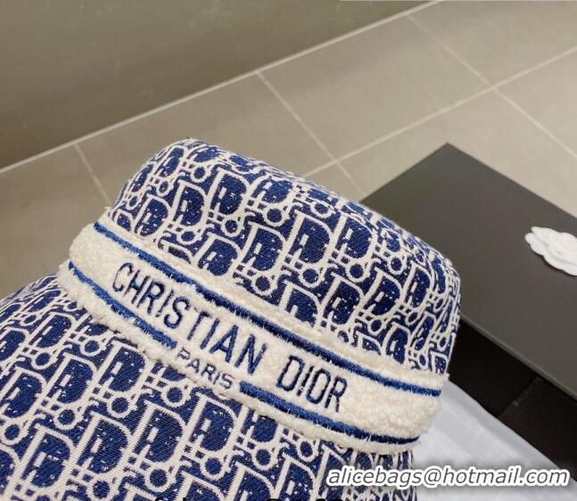 Famous Brand Dior Oblique and Shearling Bucket Hat 092417 Blue 2022