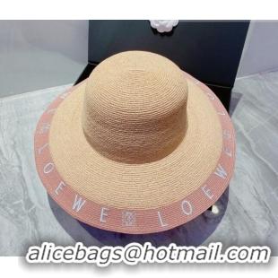 Promotional Loewe Straw Wide Brim Hat 033118 Beige/Pink 2022