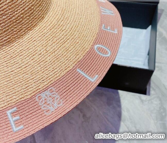 Promotional Loewe Straw Wide Brim Hat 033118 Beige/Pink 2022