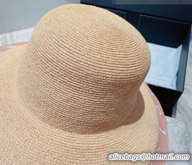 Promotional Loewe Straw Wide Brim Hat 033118 Beige/Pink 2022