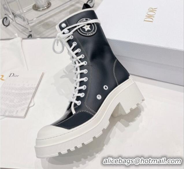 Duplicate Dior D-Rise Boots in Black Fabric and Calfskin 072014