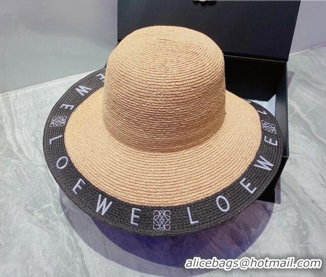 Trendy Design Loewe Straw Wide Brim Hat 033119 Beige/Black 2022