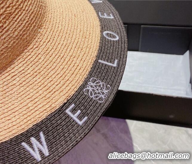 Trendy Design Loewe Straw Wide Brim Hat 033119 Beige/Black 2022