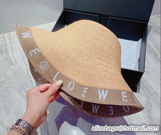 Unique Style Loewe Straw Wide Brim Hat 033121 Beige/Grey 2022