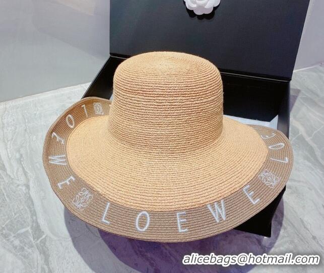 Unique Style Loewe Straw Wide Brim Hat 033121 Beige/Grey 2022