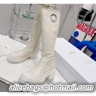 Stylish Dior Symbol High Boots in White Supple Calfskin 072016