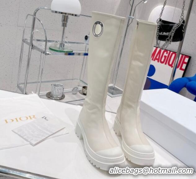 Stylish Dior Symbol High Boots in White Supple Calfskin 072016