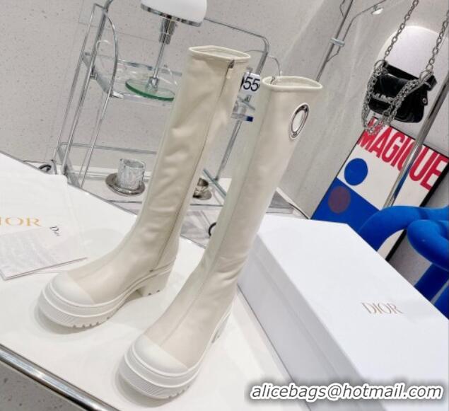 Stylish Dior Symbol High Boots in White Supple Calfskin 072016